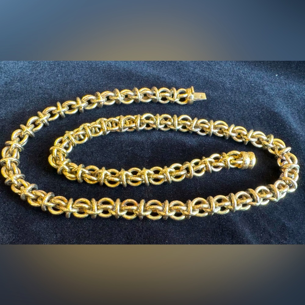 14 karat gold, vintage, Italian, necklace, handmade, 23 5/8”